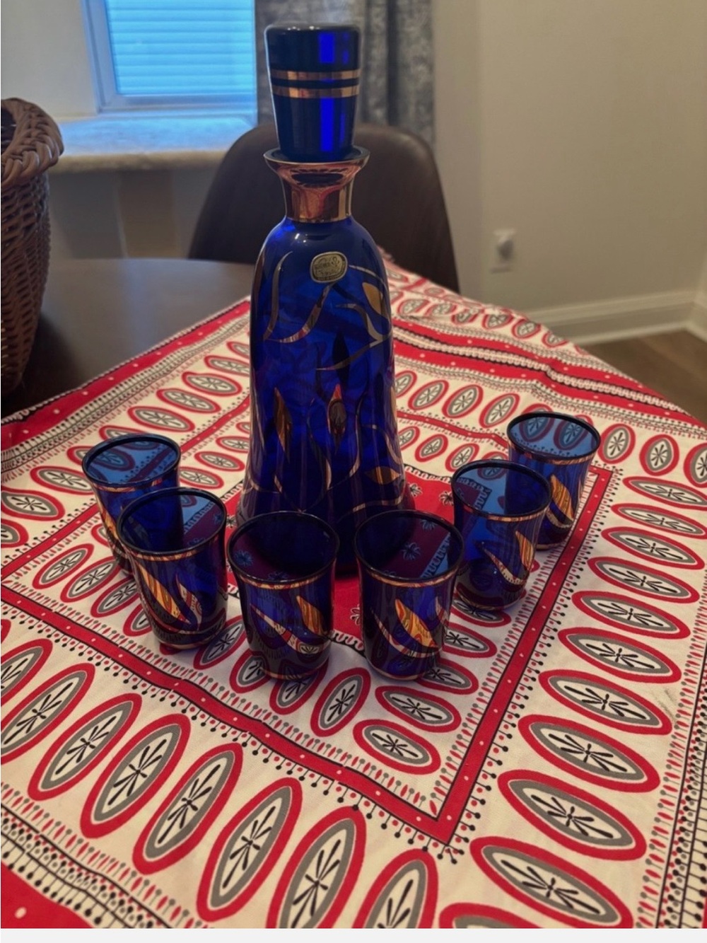 Czech Bohemian Crystal Decanter and Shot Glasses